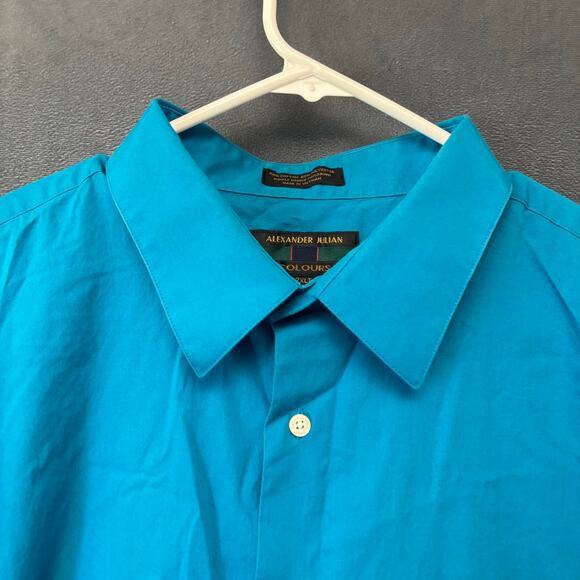 Alexander Julian Colours 2XLT Shirt Button Down Blue Single Needle Tailoring - Picture 3 of 7